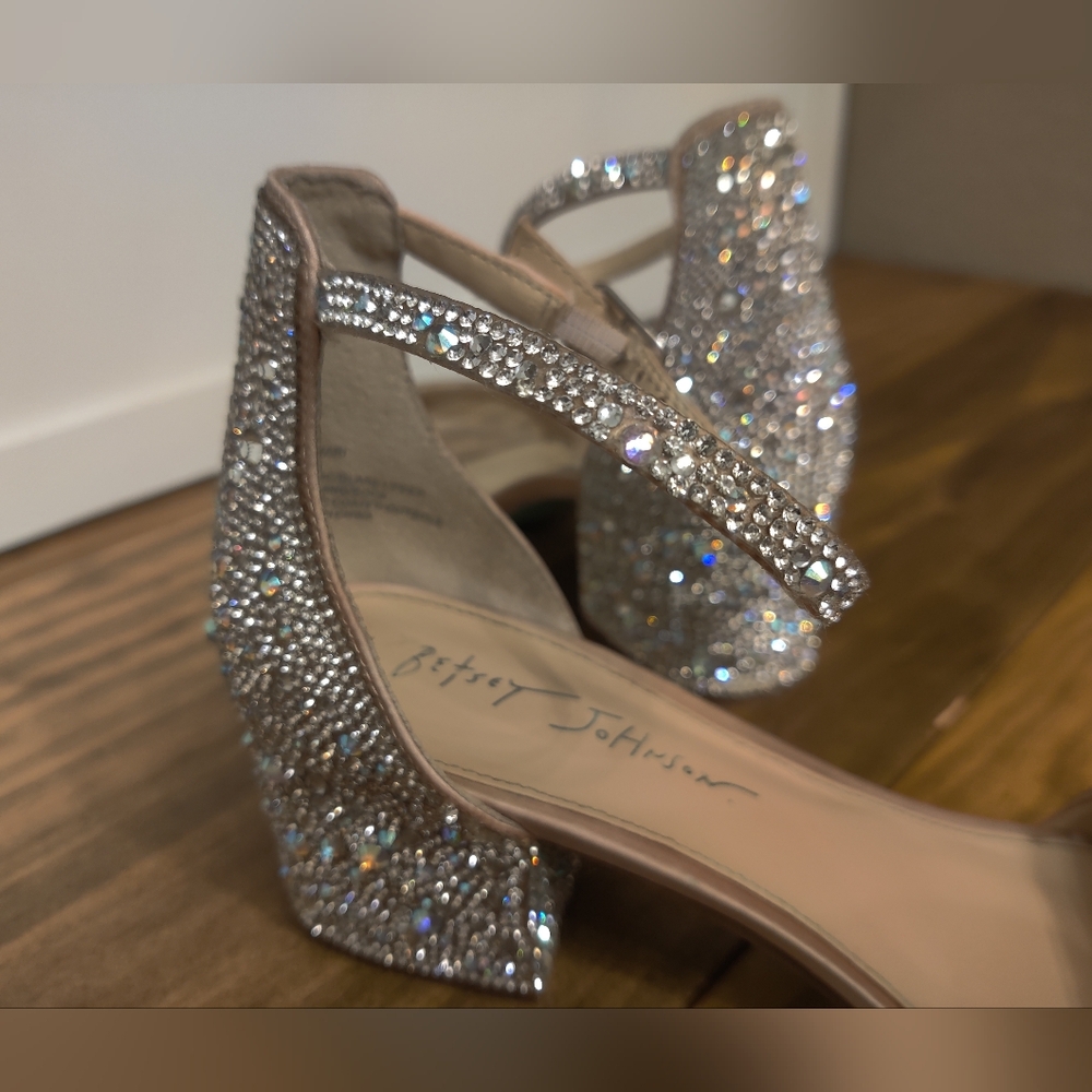 Kami Glass Rhinestone Ankle Strap Block Heel Sandals - Picture 6 of 10
